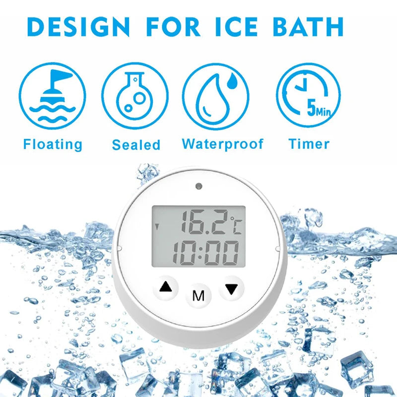 1pc Ice Bath thermometer Cold Plunge IPX7 waterproof multifunction ice bath with countdown exercise timer clock alarm high accur